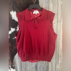 Fairway & Greene size XXL red 1/4 zip front sweater golf vest Italian Merino